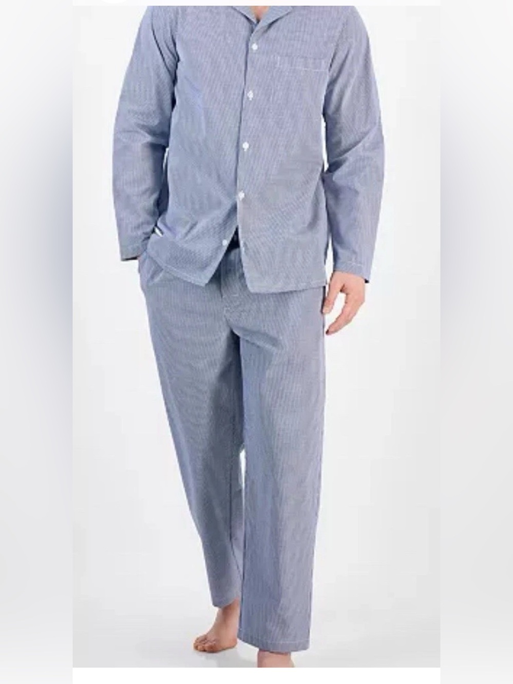 NWT Club Room Men's Navy and White Check Long-Sleeve Pajama set 100% cotton